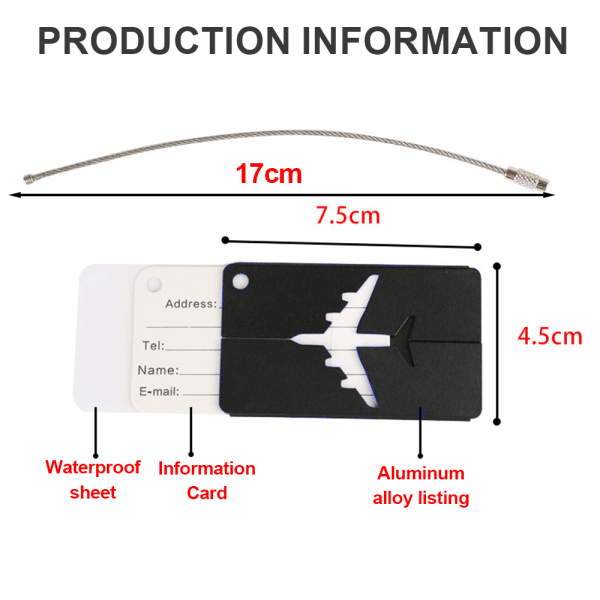 Aluminiumlegering, metallbagageetikett, bagageetikett, incheckningsetikett