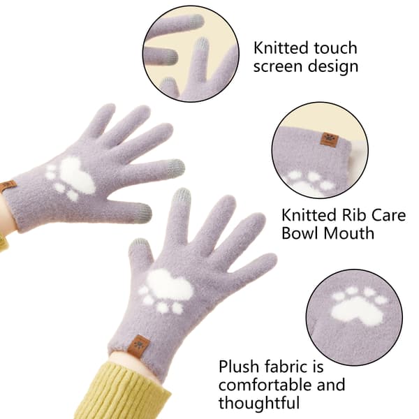 Varme vinterhandsker til damer med touch screen, termiske kabelstrikkede uld fleeceforede handsker til koldt vejr Gray