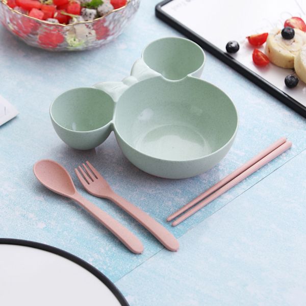 Kawaii tecknad barn Cutlery Kit Baby Tableware Mat