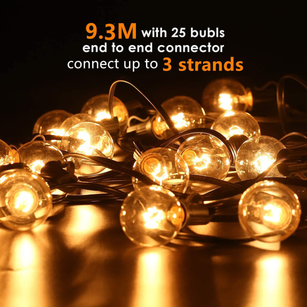 9,3 meter 25LED ljusslinga utomhus ljusslinga med 3 reservlampor