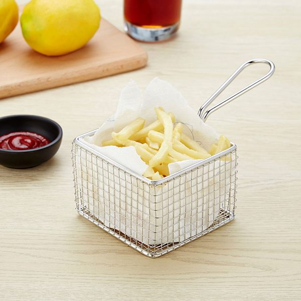 304 Rostfritt Stål Mini Fritöskorg Snacks Pommes Frites Korg