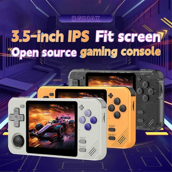 RGB10X Håndholdt Spillekonsol 16GB+64GB 3.5Tommer IPS Skærm Open Source til PSP Simulator Videospilkonsol B