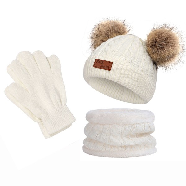 Barnens vintermössa halsduk och handskset 3 set, lämplig