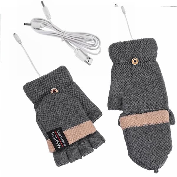 Opvarmede handsker USB Unisex Vinterhandsker To i en Vaskbart Design Termisk Ledningsmodul Elektrisk Varmeomdannelse til Arbejde Kontor Computerarbejde