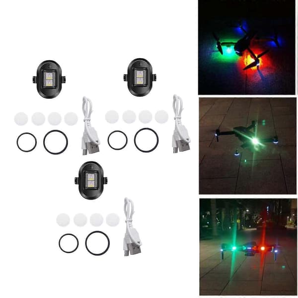 3x Drone Strobelys, letvægts Drone Anti-kollisionslys, LED Drone Lys Med 4 Farver Lys, Mini Strobelygte Lavet Til Dji Mini/Mavic Air 2/Pro