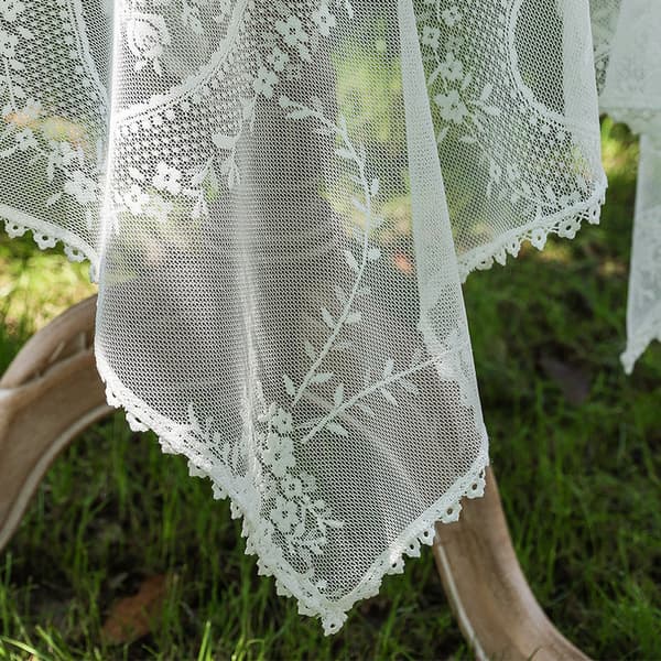 Franskvit blommig spetsduk: Öppen tyllöverdrag för en rustik picknickfotografering, 140*220cm 140*220cm