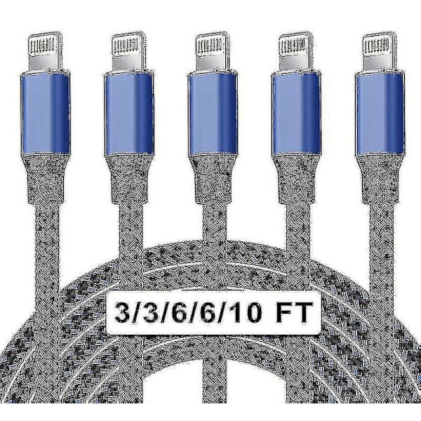 5-pack Nylon iPhone Laddare Lightning-kabel - Snabbladdning