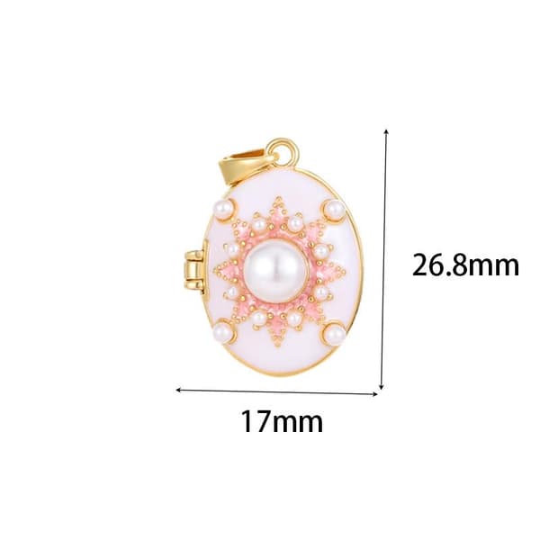 Stjärnprydd Pärlemalj Oval Fotoramshänge