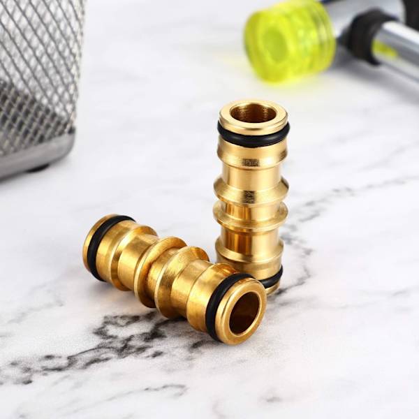 2-pak messing haveslange rørfittings (messing dobbelt hanfitting)