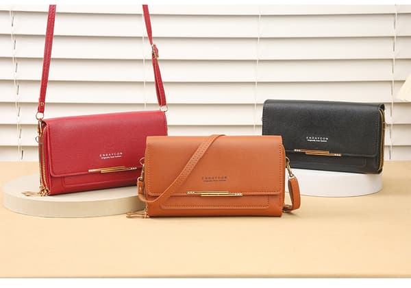 2025 Ny Damepung Multifunktionel Skuldertaske Medium Lang Clutch Taske