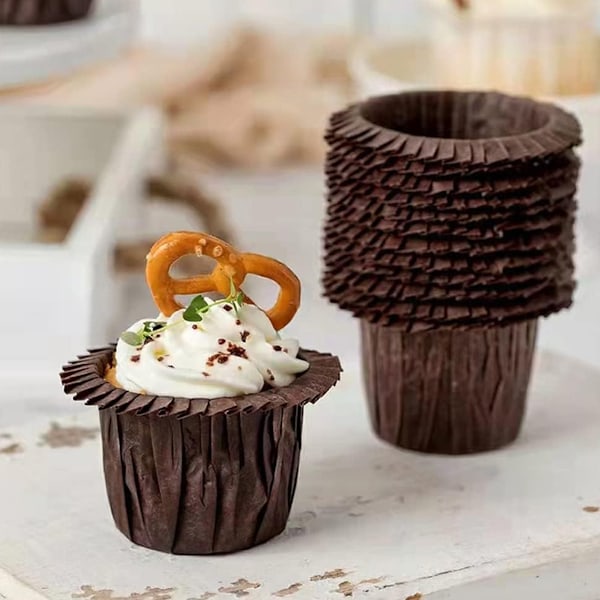 50 Stycken Muffinsformar Tårtförpackning Låda Bakformar Fyrkantiga för Bröllopsceremoni, kaffe Style 3