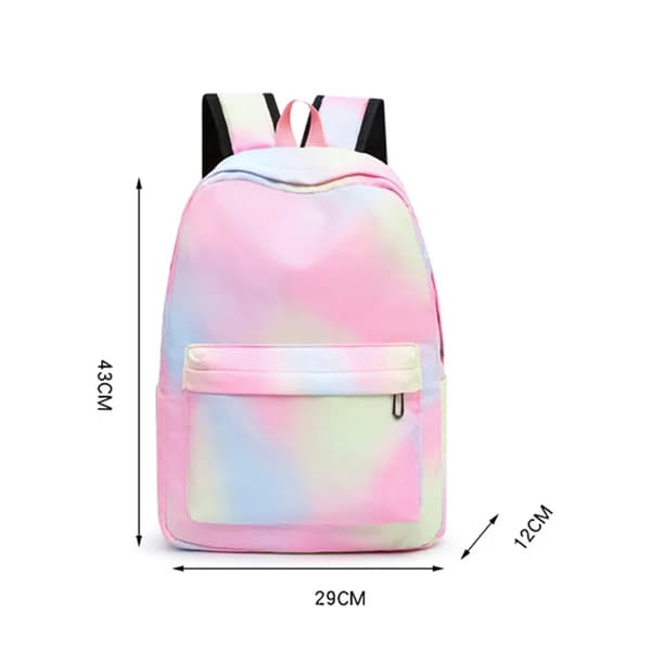 Tegneserie 3-delt rygsækssæt: Macaron Gradient Tie-Dye rygsæk med isoleret madpose + penalhus elevsæt, stil 033