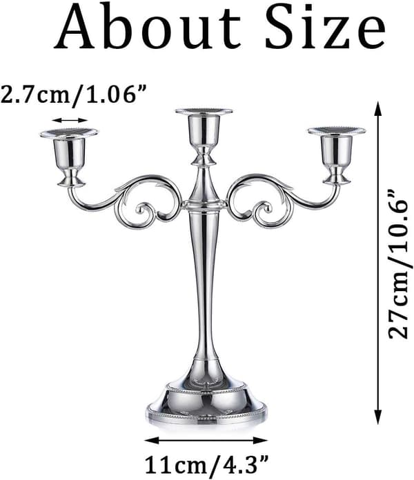 3 Lysestaker til Bryllup, Sinklegering Lys, Spisebord, Ca