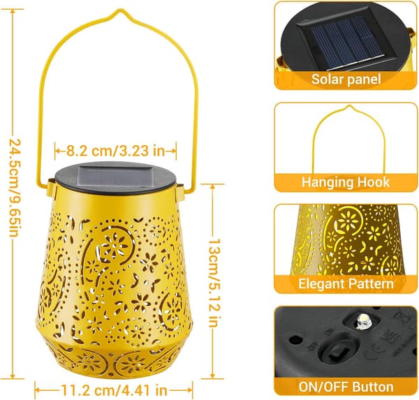 2-delad trädgårdslampa utomhus sollampa (grön+gul)
