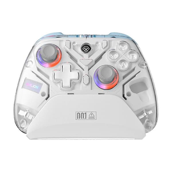 K10 spillkontroller med ladestasjon RGB Hall Effect Joystick Trigger for Switch/PC Hvit