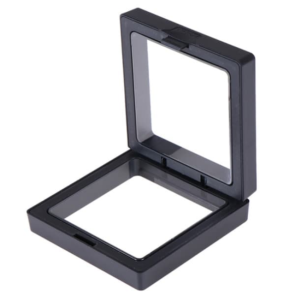 1 st 70*70 mm Svart 3D flytande smyckesmynt displayramhållare b