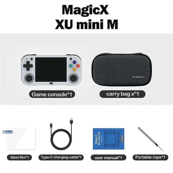 XU Mini M spillkonsoll 128 GB 11700 spill 2,8 tommers IPS Linux håndholdt spillspiller retro videospill for barn hvit grå