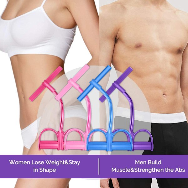 Pedal Resistance Band, Elastiska sit up-band, 4-rör dragrep