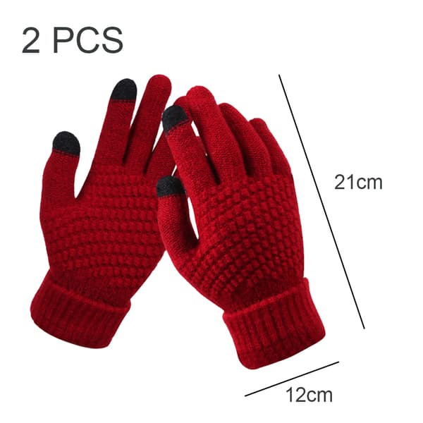 Vinter Touchscreen Handsker Varme Fleeceforede Strikhandsker Elastisk Manchet Vinter Teksthandsker