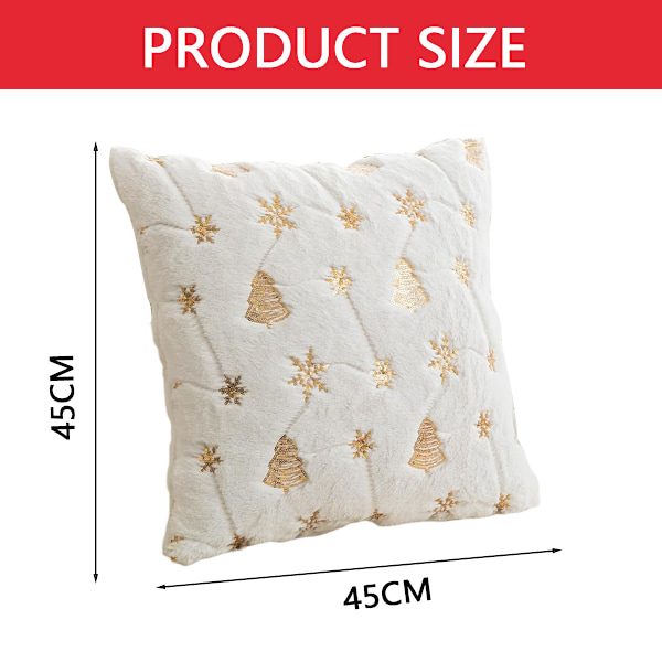 Julglitter plysch kuddfodral lätt lyx snö semester vardagsrum soffa dekoration White gold