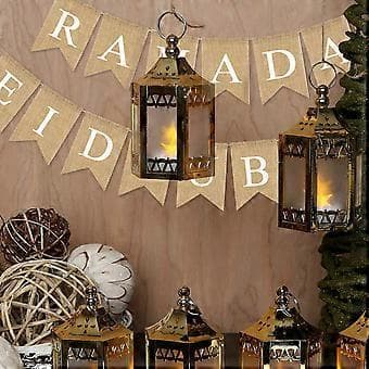 Jutebanner Muslimsk Eid Vimpel Ramadan Eid Mubarak Dragflagga Party Dekorationsmaterial