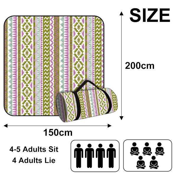 Picknickfiltar, Boho Picknickmatta Vattentät Vikbar, Extra Stor Tjock, Sandtät Överdimensionerad Utomhusmatta, för Fester, Camping, Park, Resor, Style 3