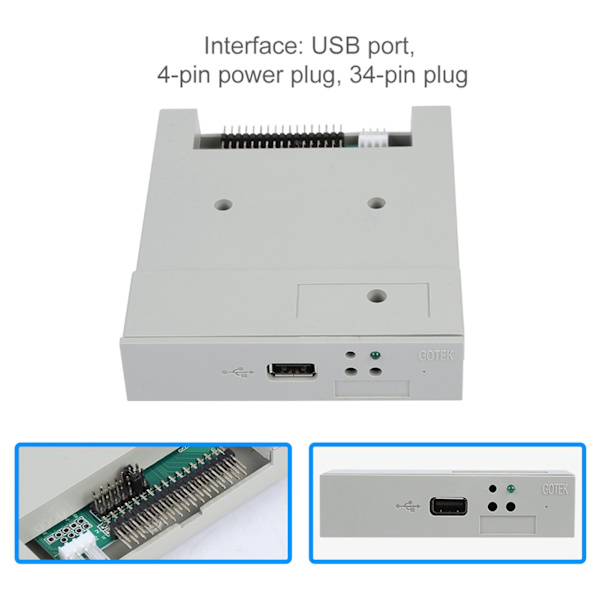 Floppy Disk Drev Emulator USB Floppy Disk Drev, 1.44MB USB Emulator Plug And Play Industriel Kontrol Udstyr Dataoverførsel Design Anti-Interferens