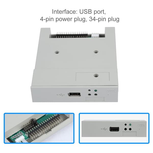 Floppy Drive Emulator USB Floppy Disk Drive, 1.44MB USB Emulator Plug And Play Industriell Kontrollutrustning Dataöverföringsdesign Anti-Interferens