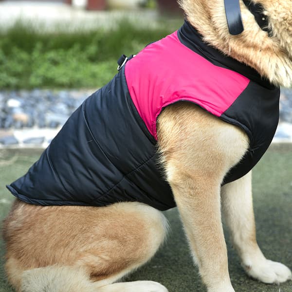 Polyester Rosa Vattentät Vadderad Jacka Väst Kläder Tjock Varm Kappa för Stora Hundar (4XL)
