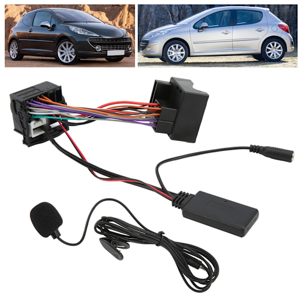 Bluetooth 5.0 Bilstereomottagare med mikrofon Aux-kabeladapter Plug and Play Enkel installation Stöder WMA WAV FLAC Bakåtkompatibel