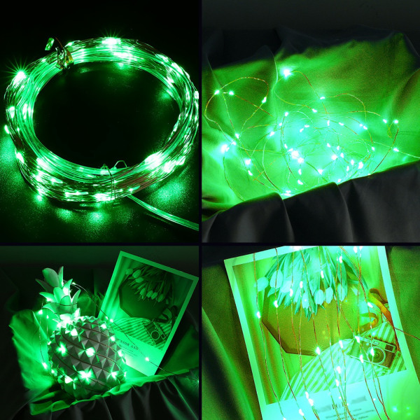 USB 10m Koppartråd 100 st LED Fjärrkontrolllägen Festival Fest Bröllop Dekorljus (Grön)