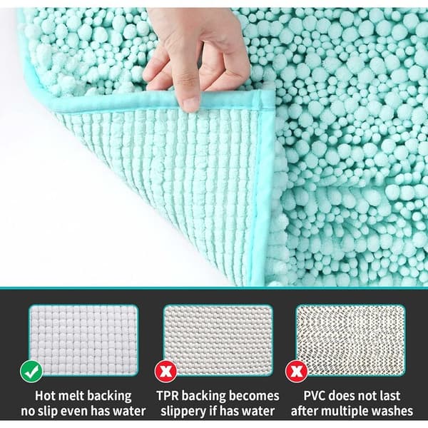 Chenille Microfiber Shag Skridsikker Bademåtte 40 x 60 cm, Maskinvask