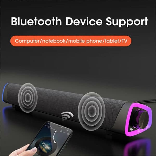 4D Computerhøjttalerbar Stereolyd Subwoofer Bluetooth-højttaler til bærbar computer PC Musikafspiller (sort)