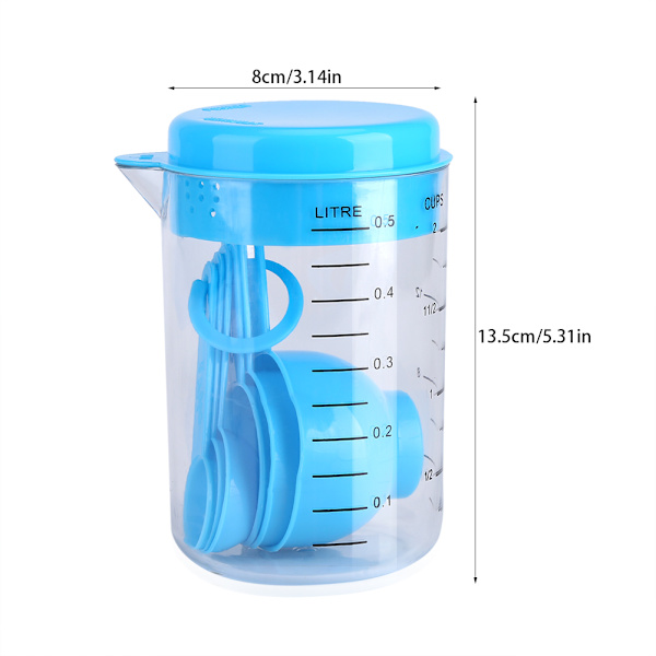 7 st/set plastmätskålar + skedar mått te kaffe