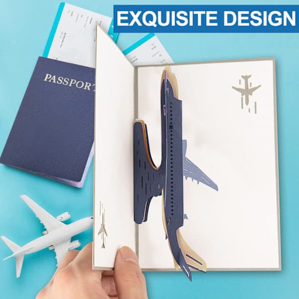 Pop-up kort fly bursdagskort, 3D gavekort for flytur, reise