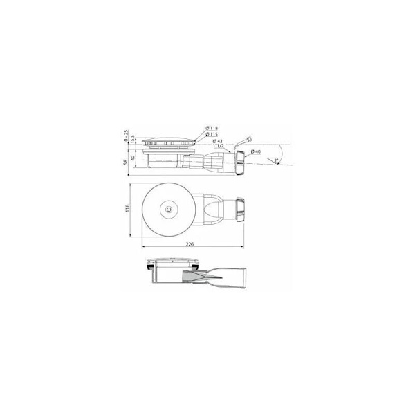 Abs 30720138 extra-platt kupol duschbrunn, vit
