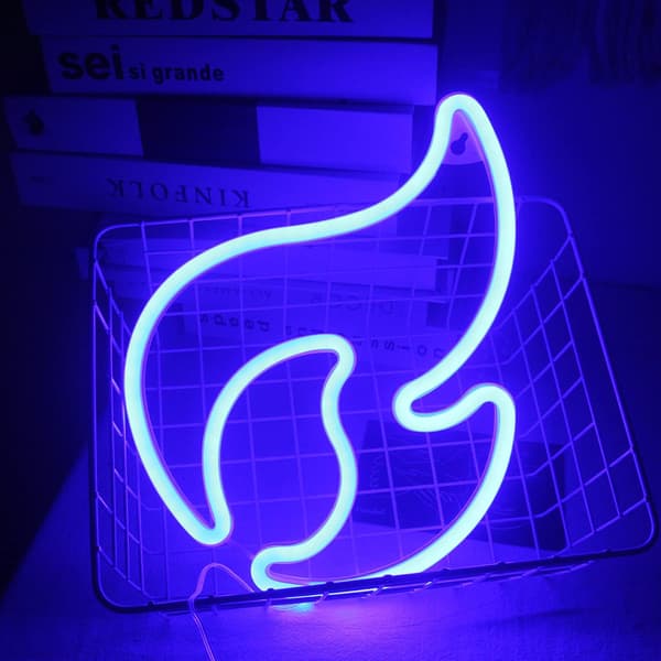 Flammor Neonljus för väggmontering Blå Neon LED-skylt Lyser Upp