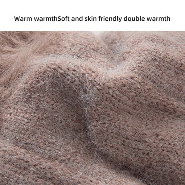 Dam Höst Vinter Handskar Dam Cykling Rader Varma Finger Solid Pekskärm Fleece Förtjockad Stickad pink