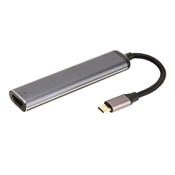 USB C Docking Station 7 i 1 Flätad Kabel 100W 4K Stödd Multifunktionell USB C Hubb för Laptop Skrivbord Surfplatta