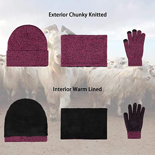 1 set/ 3 st Vintermössa Halsduk Handskar Set för Män och Kvinnor, Mössa Handskar Halsvärmare Set med Varm Stickad Fleece Foder