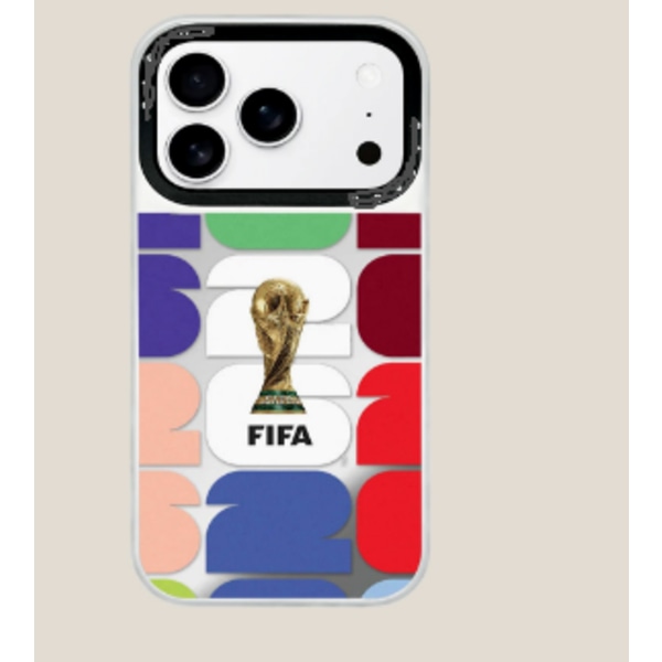 Blødt etui med VM-tema til iPhone 16 Pro Max (sølvkanter)