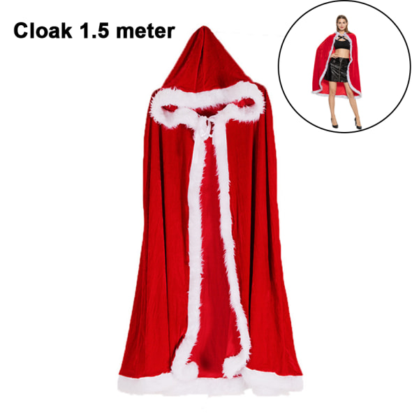 Christmas Halloween Costumes Cloak Mrs. Claus Santa Xmas Velvet