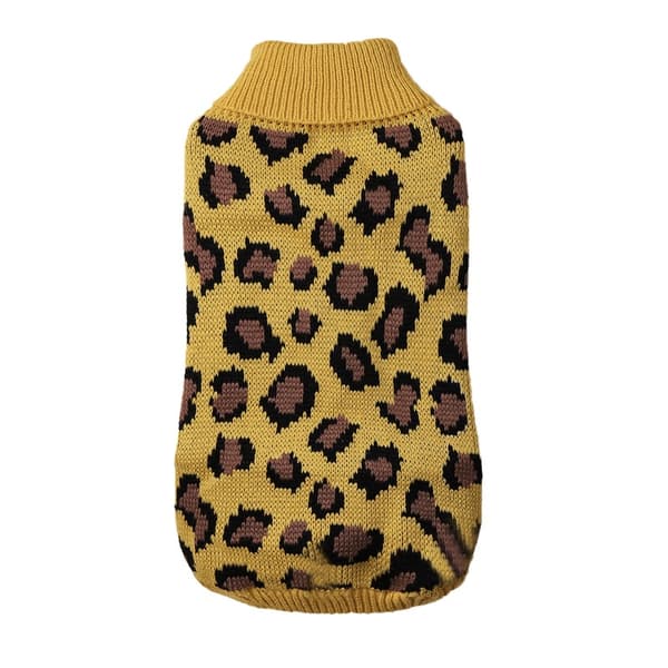 Hund Pullover Husdjur Vinter Stickat Leopardmönster Valp Wa