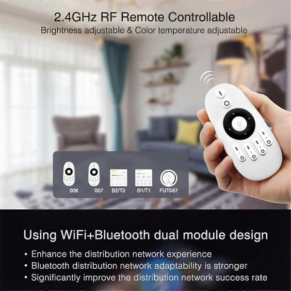 3-i-1 LED-controller 2,4 GHz enkeltfarve dobbelt hvid RGB RGBW RGB+CCT LED-controller (WiFi+2,4G) Smart APP-kontrol
