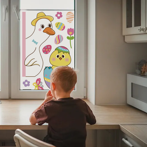 Påskdekaler Kanin Ägg Söta Tecknade Väggdekaler Påskdekoration Statiska Dekaler Style 4