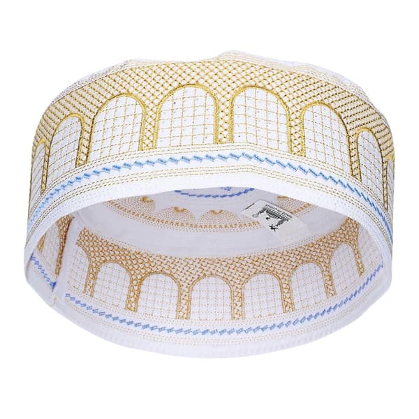 Muslimsk hatt Islamsk tilbedelse Bønn Broderi Saudi-Arabia Menn Hodeplagg Polyester Bomull Gul