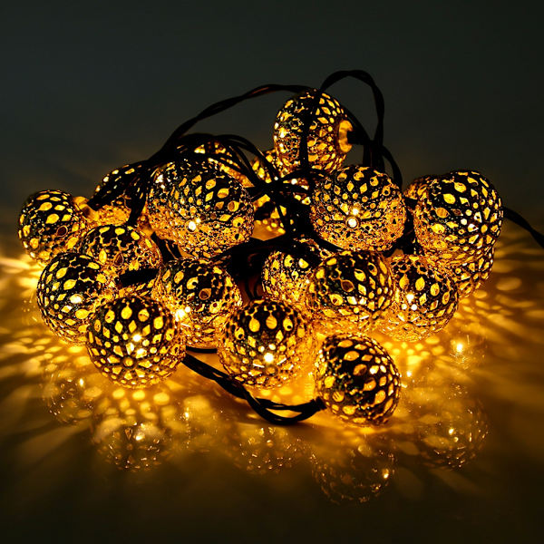 Solcells drivna 20 LED bollsträngslampor fest bröllop