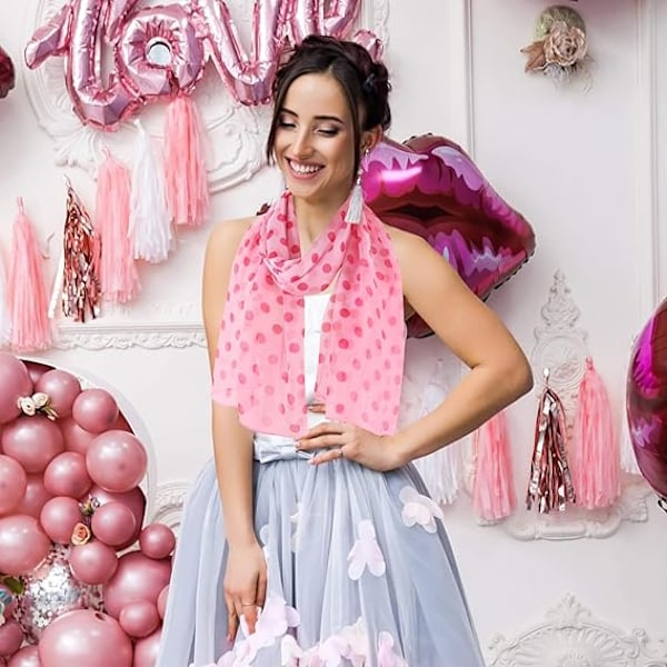 Mjuk blommig sjal för kvinnor, chiffong, genomskinlig scarf CLT01 Polka Dot-pink