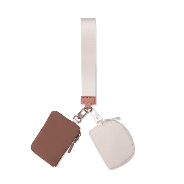 To-tonet patchwork-håndledstaske med to lommer Brown/Beige