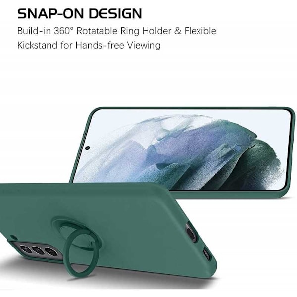 Samsung S21 Plus Stöttåligt Skal med Ringhållare CamShield Grön Grön
